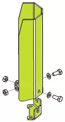 Első ütközésvédő készlet, frontális védelem, szélesség 100 mm, magasság 400 mm, csavarokkal, konzolokkal és rögzítőanyagokkal együtt, sárga/fekete