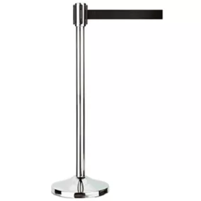   Szalagállvány, krómozott változat, fekete övvel, magasság 1 m, talp átmérője. 0,32 m, szalaghossz max. 3 méter, súly 12,5 kg