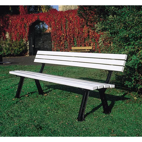 Pad öntöttvas lábakkal és fa erősítésű pvc lécekkel, fa maggal, szé x mé (ülésmélység) x ma 2000x370x780 mm, fehér