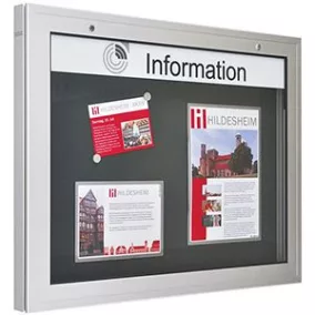   Kantline bemutató, din a2, széxméxma 800x75x540 mm, edzett biztonsági üveg, lefelé nyíló, antracit hátlap, 10 mágnessel + 1 zsebbel