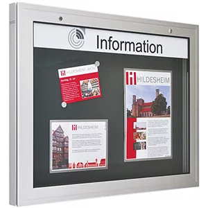 Kantline bemutató, din a1, széxméxma 1025x75x800 mm, edzett biztonsági üveg, lefelé nyíló, antracit hátlap, 10 mágnessel + 1 zsebbel