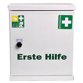   Elsősegély szekrény, 1 polccal, fehér színű, din 13157 szabvány szerinti töltettel