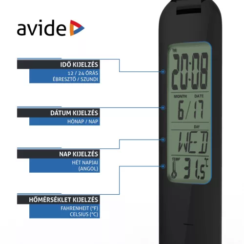Avide LED Asztali Lámpa RGB Naptár Fekete 4W