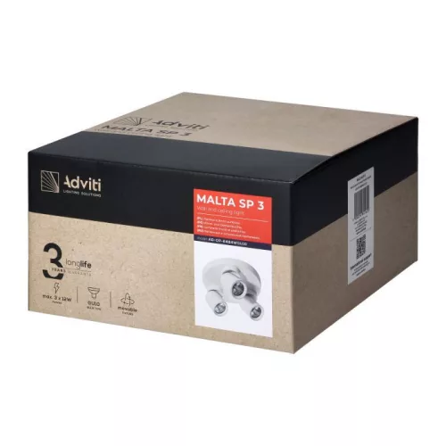 Adviti spot lámpa fali és mennyezeti fekete kerek 3xGU10 málta  