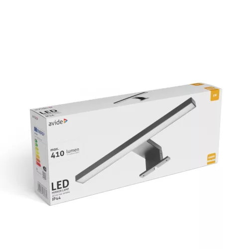 Avide LED Tükörvilágító Lámpa Szögletes Fekete Műanyag 300mm NW 4000K 5W IP44