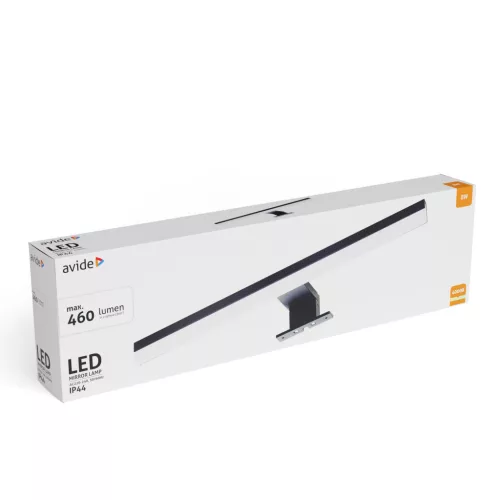 Avide LED Tükörvilágító Lámpa Szögletes Fekete Alu 400mm NW 4000K 8W IP44
