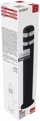 Avide kültéri álló lámpa York LED 2W WW 500mm IP44 Fekete