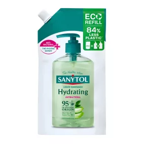   Sanytol fertőtlenítő és hidratáló folyékony szappan utántöltő Zöld tea és Aloe vera 500 ml