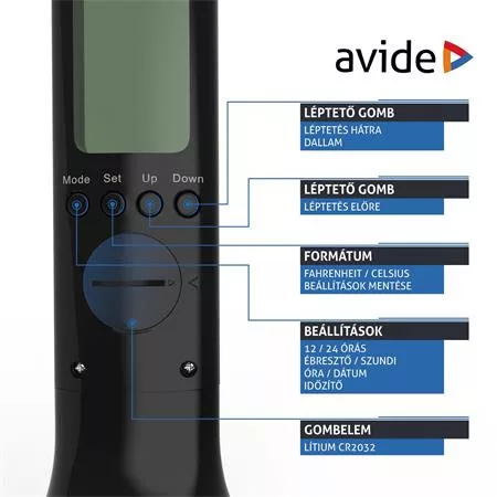 Asztali lámpa, LED, 4W, AVIDE "Calendar", fekete