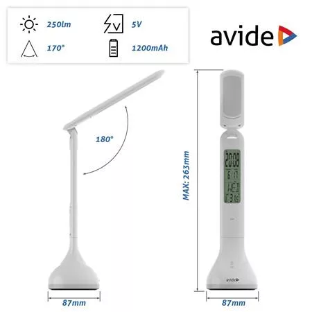 Asztali lámpa, LED, 4W, AVIDE "Calendar", fehér