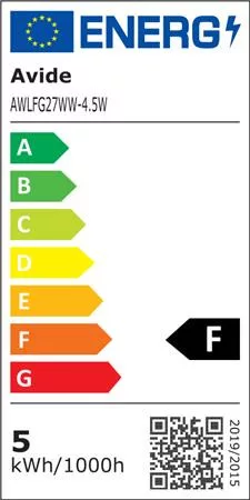 LED izzó, filament, E27, gömb, A60, 4,5W, 470lm, 2700K, AVIDE