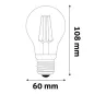   LED izzó, filament, E27, gömb, A60, 10,5W, 1521lm, 2700K, AVIDE