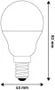 LED izzó, E14, kisgömb, G45, 6,5W, 806lm, 3000K, AVIDE