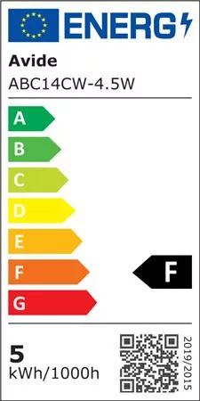 LED izzó, E14, gyertya, 4,5W, 470lm, 6400K, AVIDE