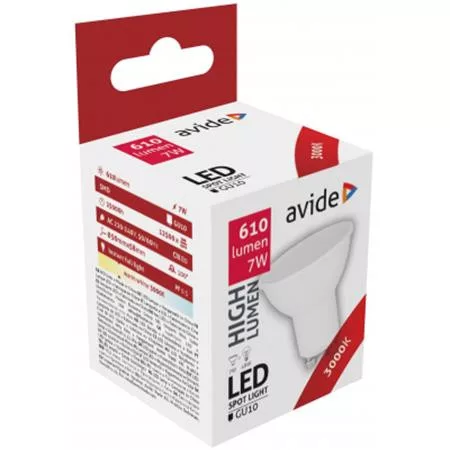 LED izzó, GU10 spot, 7W, 610lm, 3000K, AVIDE