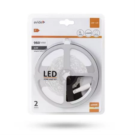 LED szalag, 2m, 120 LED, 4,8W, 960lm, fehér, 4000K, AVIDE