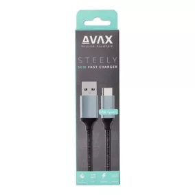   Töltőkábel, USB-A - USB-C, 1,5 m, AVAX "CB301G", acélszürke