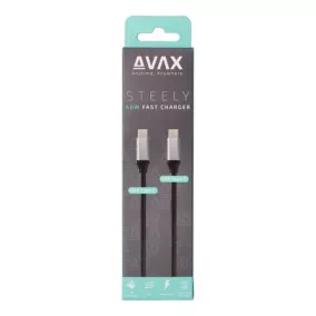   Töltőkábel, USB-C - USB-C, 60W, 1,5 m, AVAX "CB302G", acélszürke