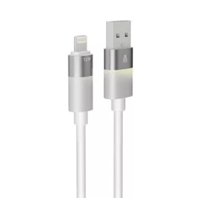   Töltőkábel, USB-A - lightning (Apple), 1 m, AVAX "CB310 Glowy", fehér