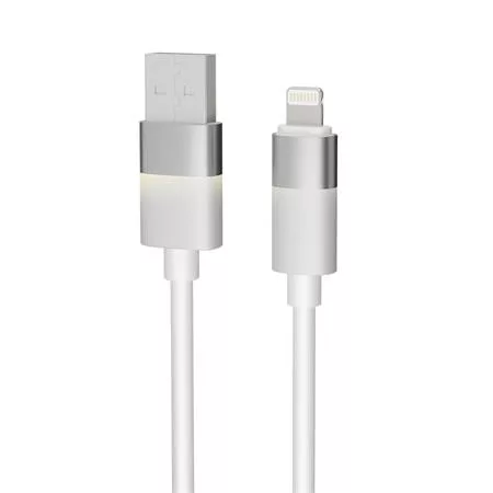 Töltőkábel, USB-A - lightning (Apple), 1 m, AVAX "CB310 Glowy", fehér