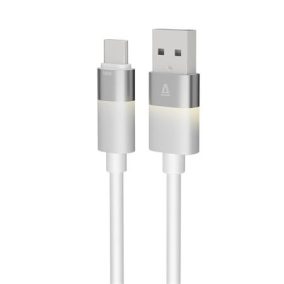   Töltőkábel, USB-A - USB-C, 18W, 1 m, AVAX "CB312 Glowy", fehér