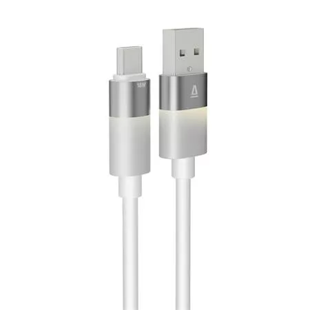 Töltőkábel, USB-A - USB-C, 18W, 1 m, AVAX "CB312 Glowy", fehér