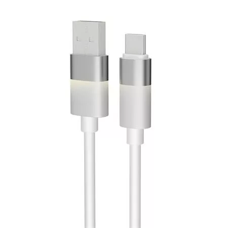 Töltőkábel, USB-A - USB-C, 18W, 1 m, AVAX "CB312 Glowy", fehér