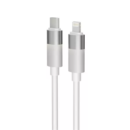 Töltőkábel, USB-C - lightning (Apple), 27W, 1 m, AVAX "CB314 Glowy", fehér