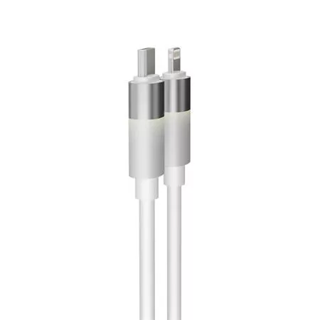 Töltőkábel, USB-C - lightning (Apple), 27W, 1 m, AVAX "CB314 Glowy", fehér