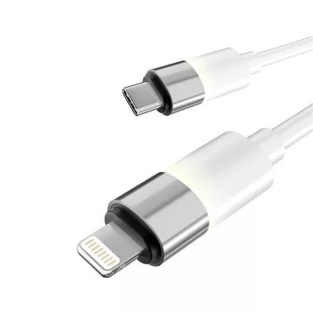 Töltőkábel, USB-C - lightning (Apple), 27W, 1 m, AVAX "CB314 Glowy", fehér