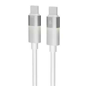   Töltőkábel, USB-C - USB-C, 60W, 1 m, AVAX "CB316 Glowy", fehér