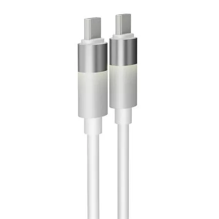 Töltőkábel, USB-C - USB-C, 60W, 1 m, AVAX "CB316 Glowy", fehér
