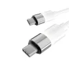 Töltőkábel, USB-C - USB-C, 60W, 1 m, AVAX "CB316 Glowy", fehér