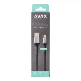   Töltőkábel, USB-A - lightning (Apple), 20W, 1,5 m, AVAX "CB314 Steel", acélszürke