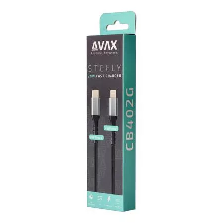 Töltőkábel, USB-C - Lightning, 27W, 1 m, AVAX "CB316 Glowy", fehér