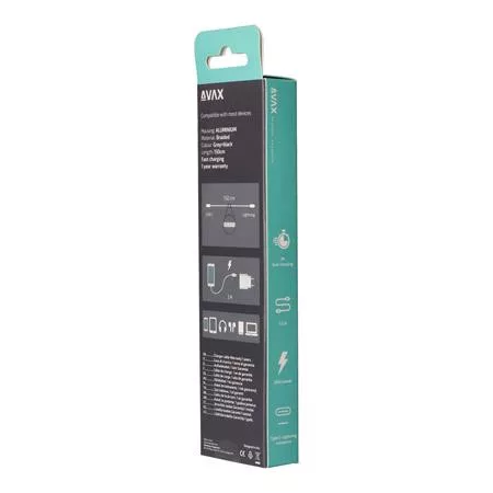 Töltőkábel, USB-C - Lightning, 27W, 1 m, AVAX "CB316 Glowy", fehér