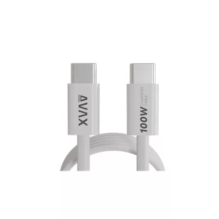 Töltőkábel, USB-C - USB-C, mágneses, 100W, 1 m, AVAX "CB610W Magnety", fehér