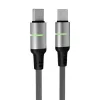 Töltőkábel, USB-C - USB-C, 60W, 1 m, AVAX "CB632 Steely LED", fekete