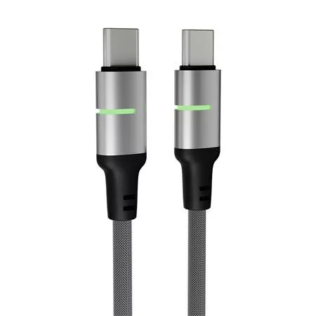 Töltőkábel, USB-C - USB-C, 60W, 1 m, AVAX "CB632 Steely LED", fekete
