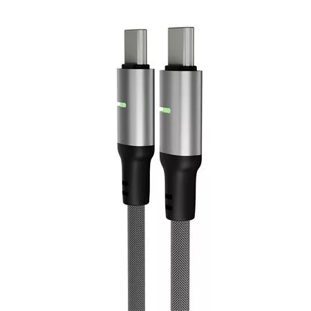 Töltőkábel, USB-C - USB-C, 60W, 1 m, AVAX "CB632 Steely LED", fekete