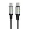 Töltőkábel, USB-C - USB-C, 60W, 2 m, AVAX "CB632 Steely LED", fekete
