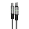 Töltőkábel, USB-C - USB-C, 60W, 2 m, AVAX "CB632 Steely LED", fekete