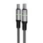   Töltőkábel, USB-C - USB-C, 60W, 2 m, AVAX "CB632 Steely LED", fekete