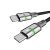 Töltőkábel, USB-C - USB-C, 60W, 2 m, AVAX "CB632 Steely LED", fekete