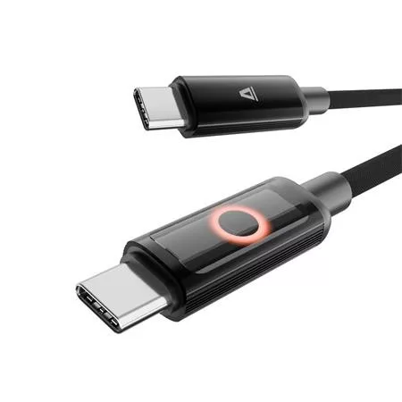 Töltőkábel, USB-C - USB-C, 60W, 1 m, AVAX "CB654 Pulsey", szürke