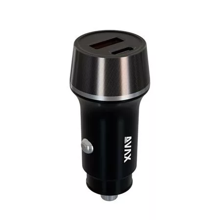 Autós töltő, USB-C, USB-A, AVAX "CC340B", fekete