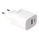 Hálózati töltő, USB-A + USB-C, 20W, AVAX "CH320 Speedy", fehér