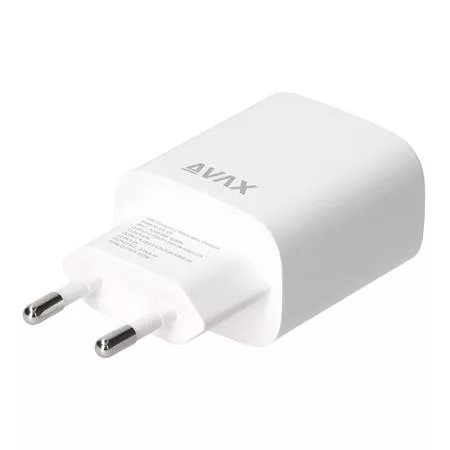 Hálózati töltő, USB-A + USB-C, 20W, AVAX "CH320 Speedy", fehér