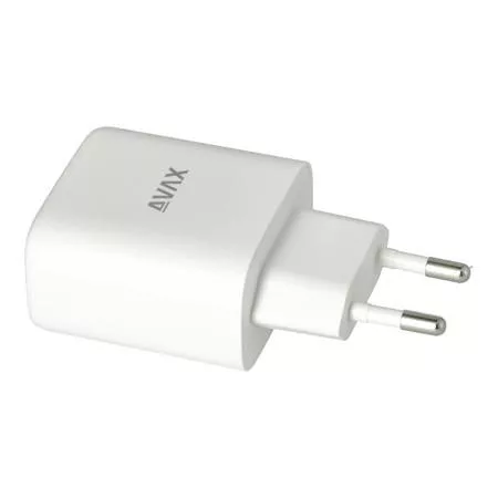 Hálózati töltő, GaN, USB-A + USB-C, AVAX "CH360 Speedy", fehér