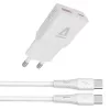 Hálózati töltő + USB-C - USB-C kábel, 1,5 m,  AVAX "CH6413", fehér